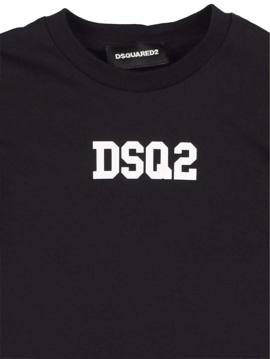 Dsquared2: T-shirt en jersey de coton à logo - Noir - kids-girls_1 | Luisa Via Roma