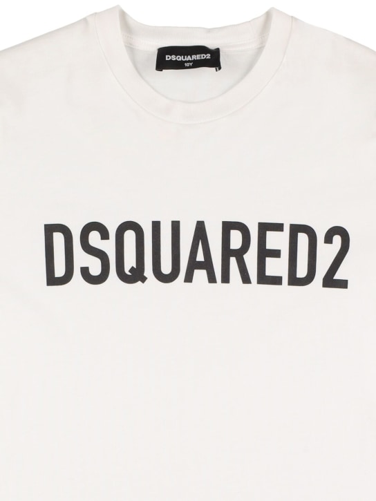 Dsquared2: T-shirt in jersey di cotone con logo - Bianco - kids-boys_1 | Luisa Via Roma