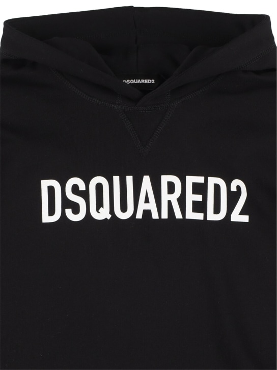 Dsquared2: Cotton sweatshirt hoodie w/ logo - Black - kids-girls_1 | Luisa Via Roma