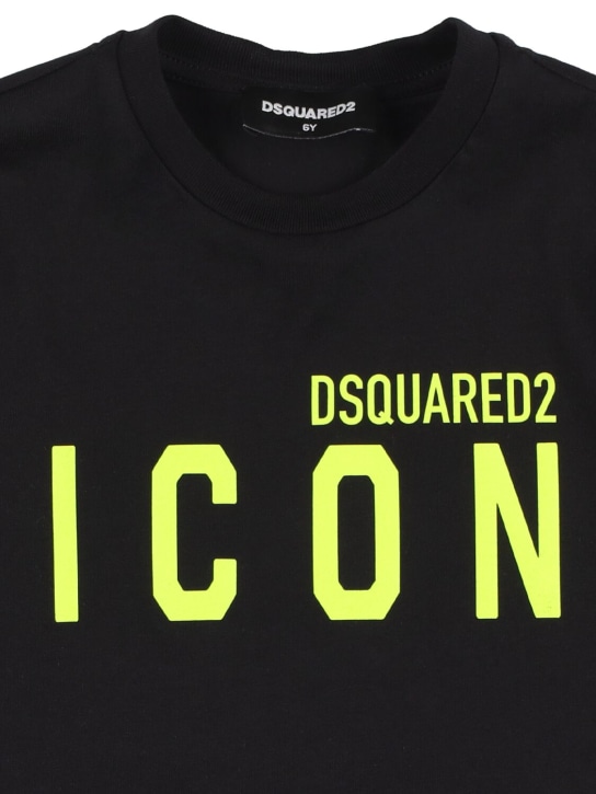 Dsquared2: T-shirt en jersey de coton imprimé logo Icon - kids-boys_1 | Luisa Via Roma