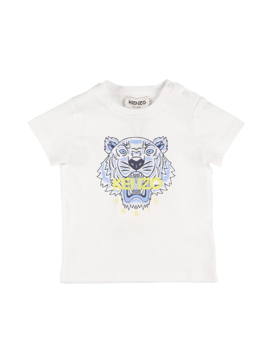 Kenzo Kids: T-shirt in cotone organico con stampa - kids-boys_0 | Luisa Via Roma