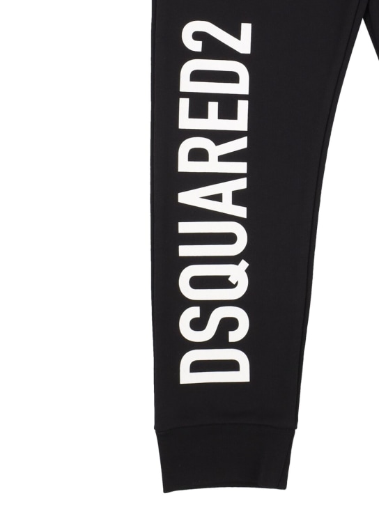 Dsquared2: Logo print cotton sweatpants - Black - kids-boys_1 | Luisa Via Roma
