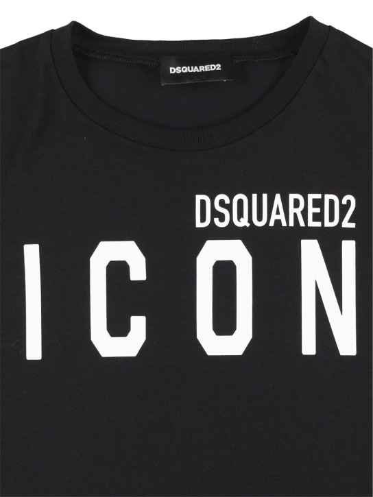 Dsquared2: T-shirt cropped in jersey con logo - Nero - kids-girls_1 | Luisa Via Roma