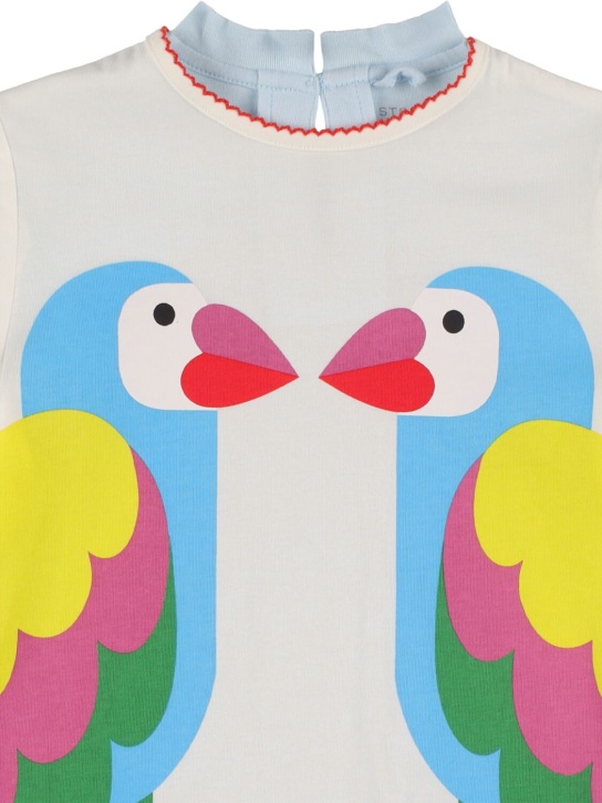 Stella McCartney Kids: Vestito in jersey organico stampato - Bianco/Multi - kids-girls_1 | Luisa Via Roma