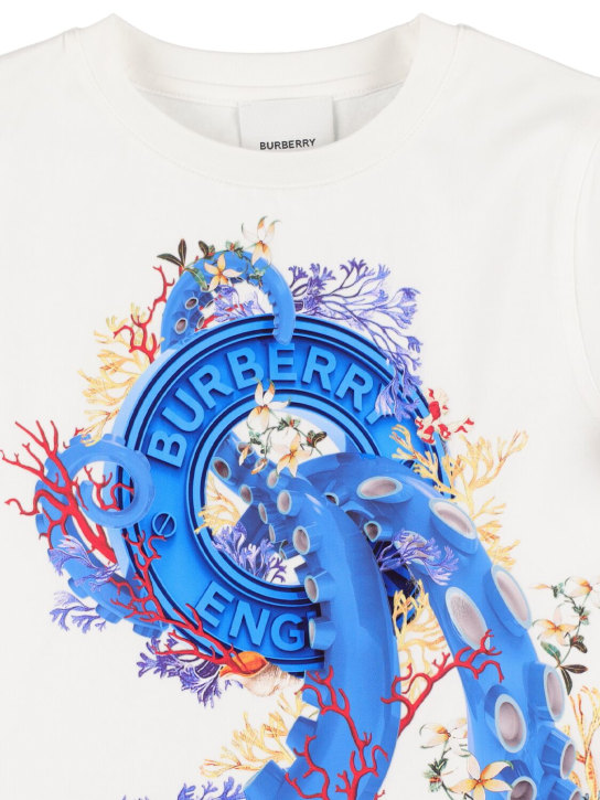 Burberry: BEDRUCKTES T-SHIRT AUS BAUMWOLLJERSEY - Weiß - kids-boys_1 | Luisa Via Roma