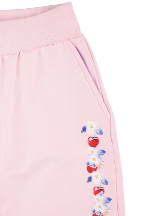 Monnalisa: 印花侧面边带运动裤 - 粉色 - kids-girls_1 | Luisa Via Roma