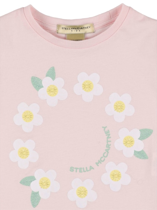 Stella McCartney Kids: Flower オーガニックジャージーTシャツ - ペールピンク - kids-girls_1 | Luisa Via Roma