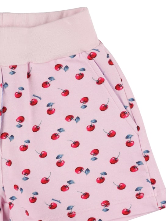 Monnalisa: Cherry print cotton sweat shorts - Pink - kids-girls_1 | Luisa Via Roma