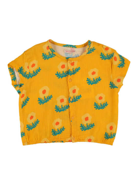 Tiny Cottons: Peonies print cotton blouse - Light Orange - kids-girls_0 | Luisa Via Roma