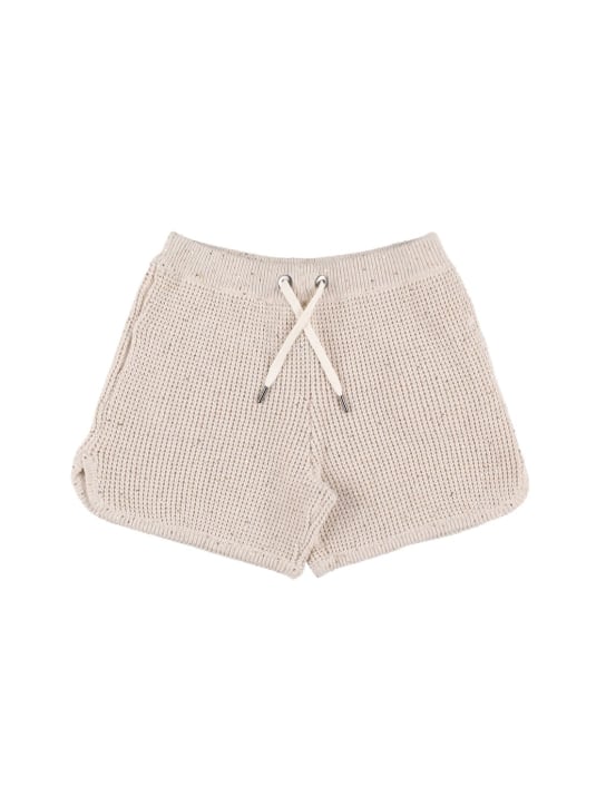 Brunello Cucinelli: メッシュコットンショートパンツ - ベージュ - kids-girls_0 | Luisa Via Roma