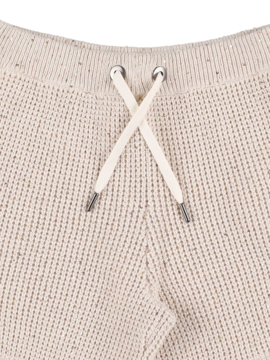 Brunello Cucinelli: メッシュコットンショートパンツ - ベージュ - kids-girls_1 | Luisa Via Roma
