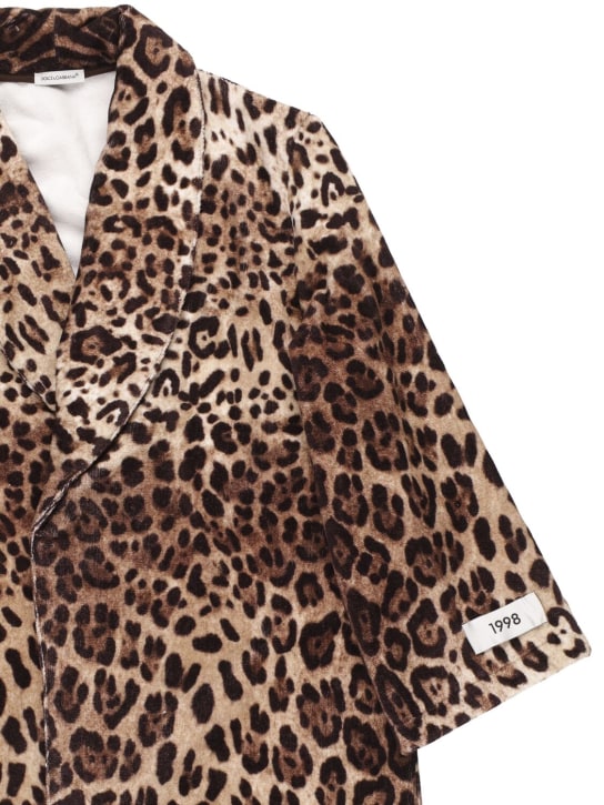 Dolce&Gabbana: All over print cotton bath robe - Siyah/Kahverengi - kids-girls_1 | Luisa Via Roma