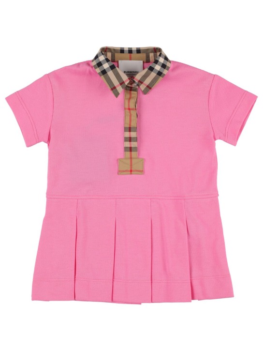 Burberry: Check cotton polo dress - Dark Pink - kids-girls_0 | Luisa Via Roma