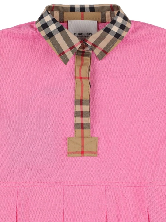 Burberry: Check cotton polo dress - Dark Pink - kids-girls_1 | Luisa Via Roma