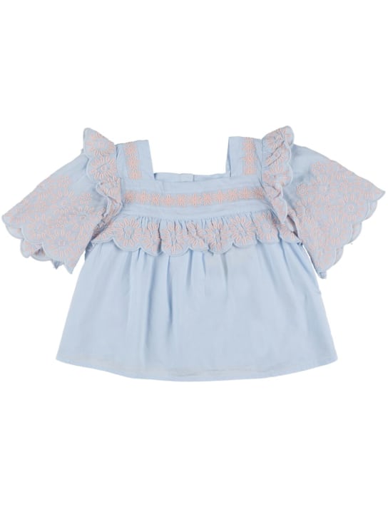 Stella McCartney Kids: OBERTEIL AUS BIO-BAUMWOLLE - Hellblau - kids-girls_0 | Luisa Via Roma