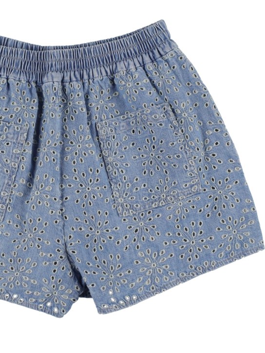 Brunello Cucinelli: Leichte Denimshorts mit Broderie Anglaise - Denim - kids-girls_1 | Luisa Via Roma