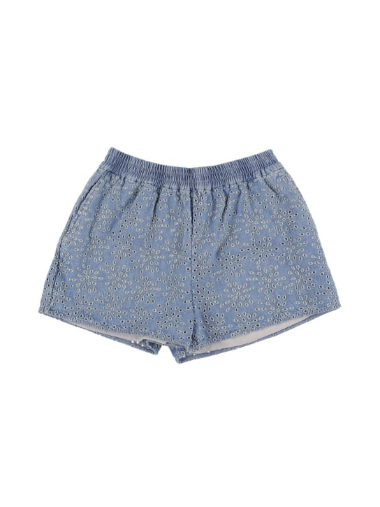 Brunello Cucinelli: Leichte Denimshorts mit Broderie Anglaise - Denim - kids-girls_0 | Luisa Via Roma
