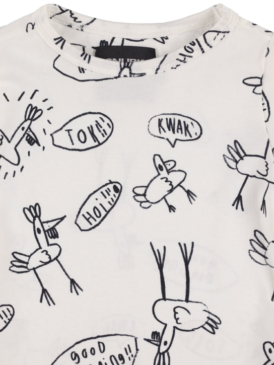 Snurk: Vestito in cotone organico stampato - Bianco/Nero - kids-girls_1 | Luisa Via Roma