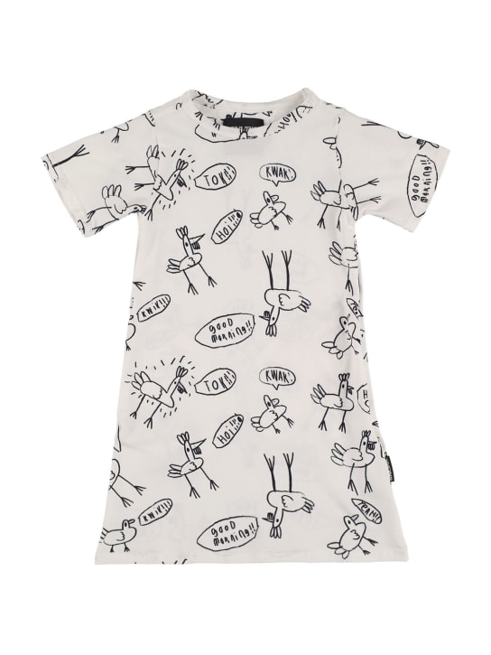 Snurk: Vestito in cotone organico stampato - Bianco/Nero - kids-girls_0 | Luisa Via Roma