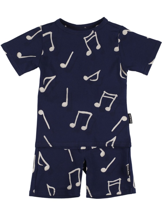 Snurk: T-Shirt und Shorts aus Bio-Baumwolle mit Druck - Dunkelblau - kids-girls_0 | Luisa Via Roma