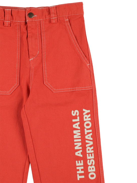 The Animals Observatory: Pantalon en coton mélangé recyclé - Rouge - kids-girls_1 | Luisa Via Roma