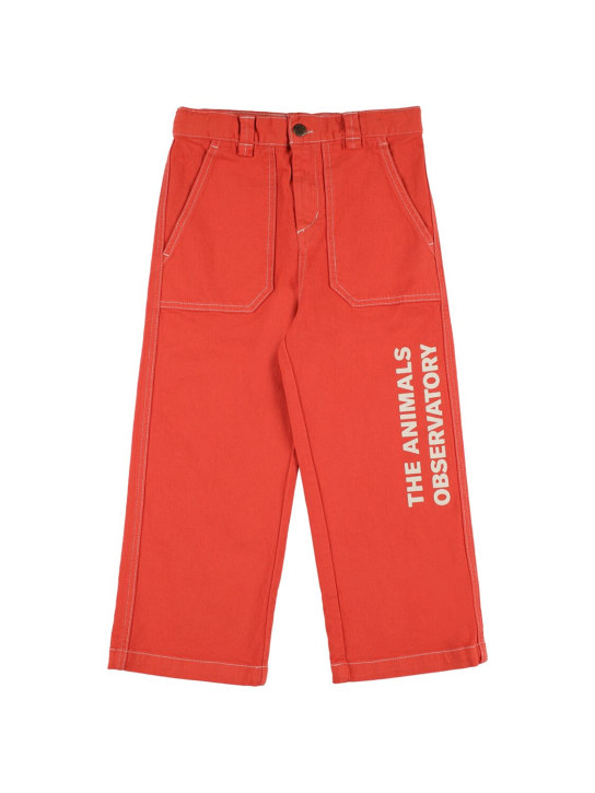 The Animals Observatory: Pantalon en coton mélangé recyclé - Rouge - kids-girls_0 | Luisa Via Roma