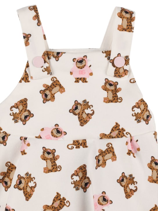 Dolce&Gabbana: Vestido y cubre pañal de algodón - Blanco/Café - kids-girls_1 | Luisa Via Roma