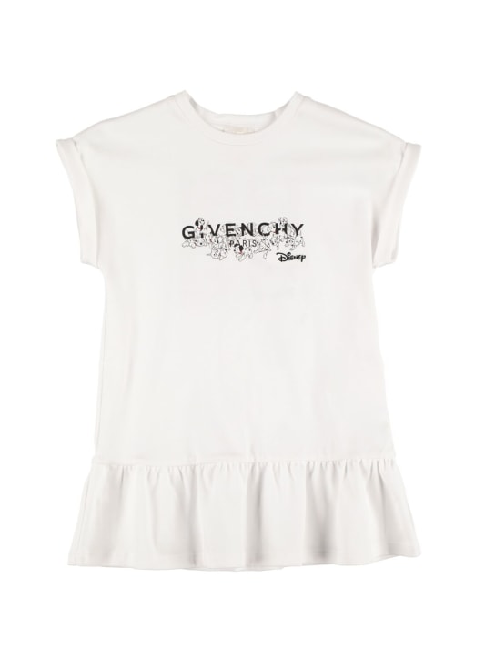 Givenchy: Disney printed logo cotton dress - White - kids-girls_0 | Luisa Via Roma