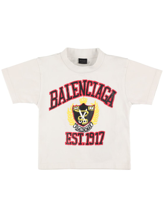 Balenciaga: Camiseta de algodón - Blanco Sucio - kids-boys_0 | Luisa Via Roma