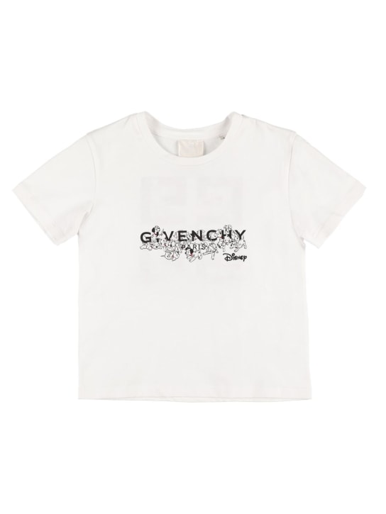 Givenchy: 디즈니 프린트 로고 코튼 티셔츠 - 화이트 - kids-girls_0 | Luisa Via Roma
