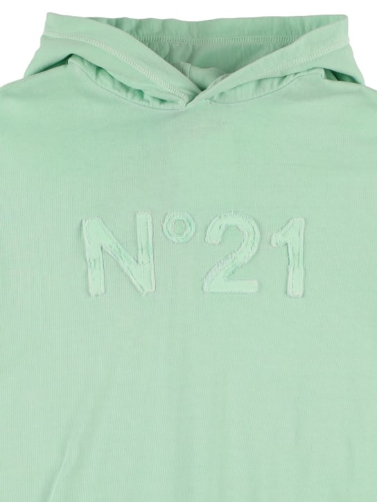 N°21: Cotton hoodie w/ logo patch - Light Green - kids-boys_1 | Luisa Via Roma