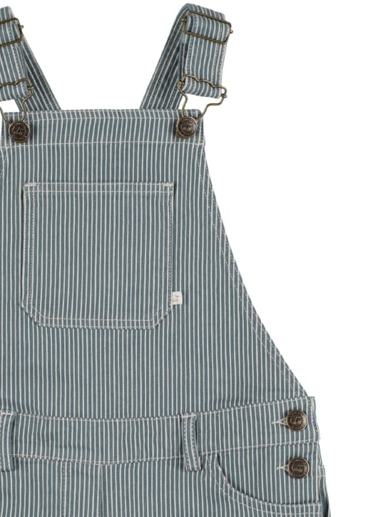 Bonpoint: ストレッチコットンデニムオーバーオール - ブルー/ホワイト - kids-girls_1 | Luisa Via Roma