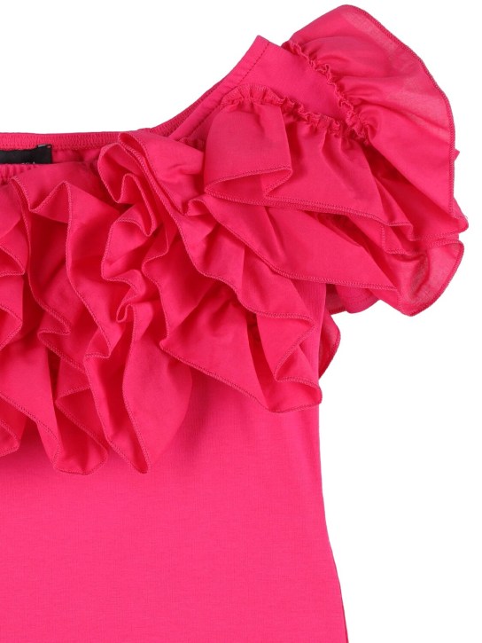 Monnalisa: T-SHIRT AUS BAUMWOLLJERSEY MIT RÜSCHEN - Rosa - kids-girls_1 | Luisa Via Roma
