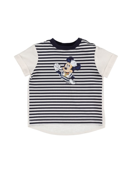 Monnalisa: T-SHIRT AUS BAUMWOLLMISCHUNG MIT DRUCK - Weiß/Navy - kids-boys_0 | Luisa Via Roma