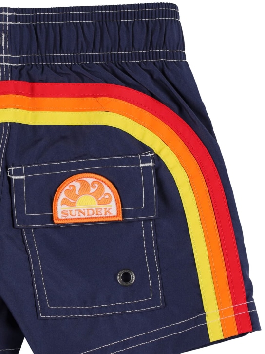 SUNDEK: Stretch waist logo tech swim shorts - Navy - kids-boys_1 | Luisa Via Roma