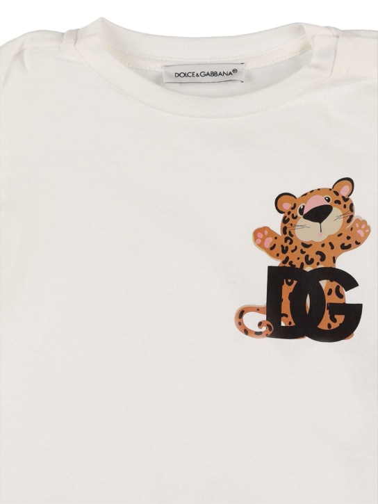 Dolce&Gabbana: Logo print cotton jersey bodysuit - White - kids-girls_1 | Luisa Via Roma