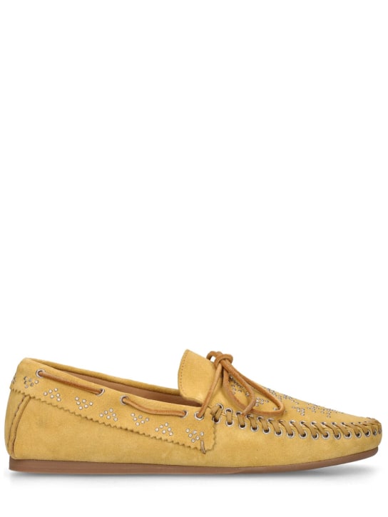 Isabel Marant: 10mm Freen studded suede loafers - Light Yellow - women_0 | Luisa Via Roma