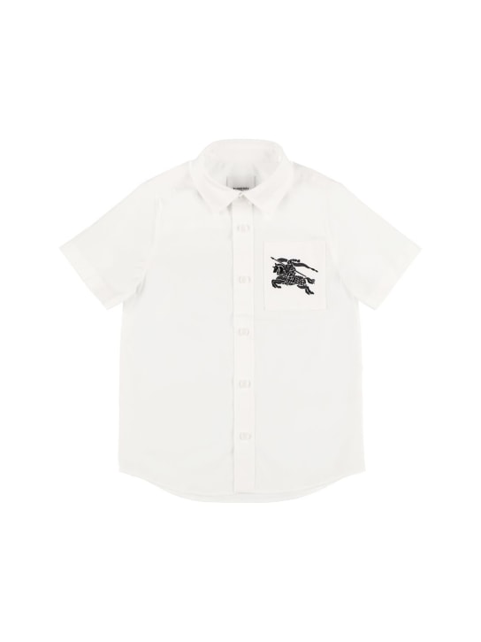 Burberry: Cotton blend shirt w/ pocket - White - kids-boys_0 | Luisa Via Roma