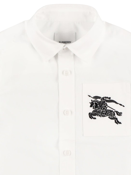 Burberry: Cotton blend shirt w/ pocket - White - kids-boys_1 | Luisa Via Roma