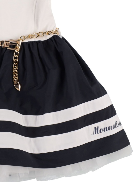Monnalisa: Vestito in jersey e popeline - Bianco/Navy - kids-girls_1 | Luisa Via Roma