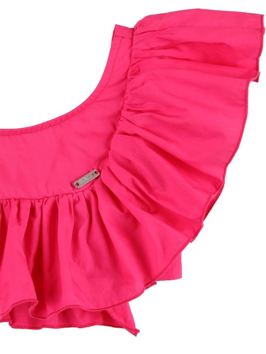 Monnalisa: OBERTEIL AUS BAUMWOLLPOPELINE MIT RÜSCHEN - Rosa - kids-girls_1 | Luisa Via Roma