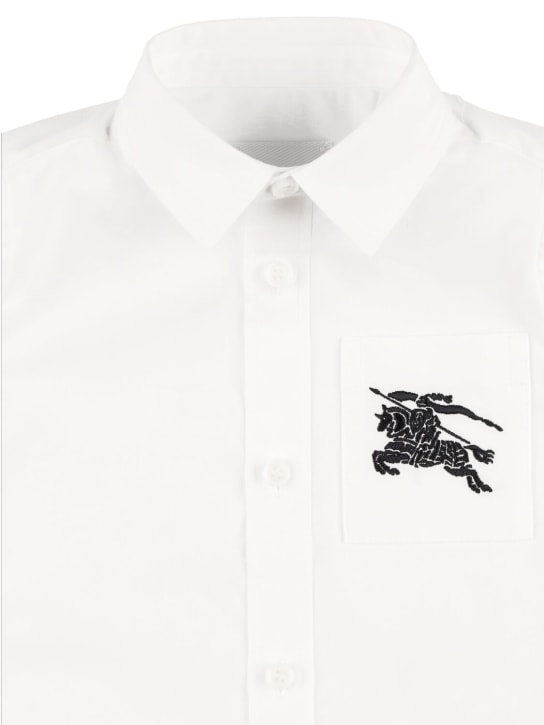 Burberry: Cotton blend shirt w/ pocket - White - kids-boys_1 | Luisa Via Roma