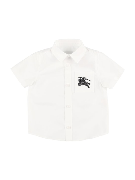 Burberry: Cotton blend shirt w/ pocket - White - kids-boys_0 | Luisa Via Roma