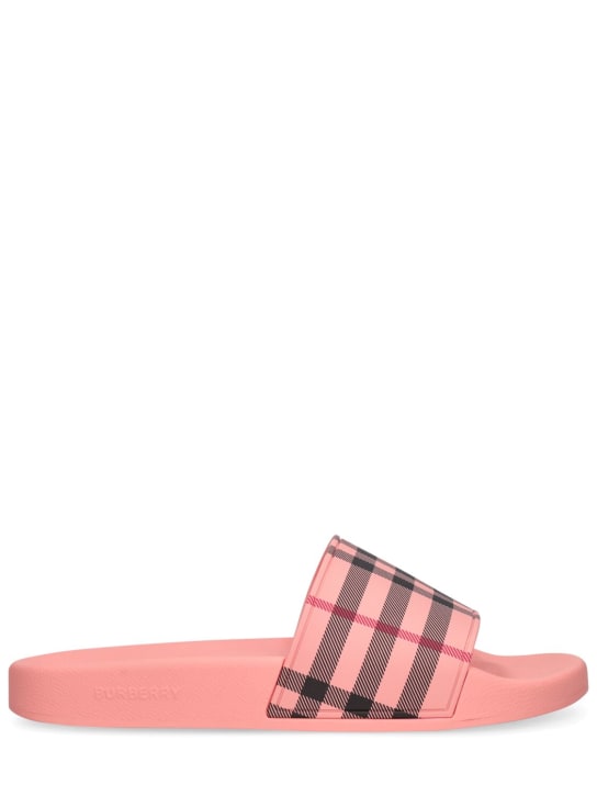 Burberry: 10mm Furley rubber pool slides - Pink - women_0 | Luisa Via Roma