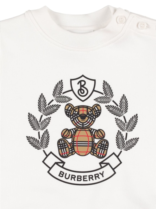 Burberry: Sudadera de algodón con logo estampado - Blanco - kids-girls_1 | Luisa Via Roma