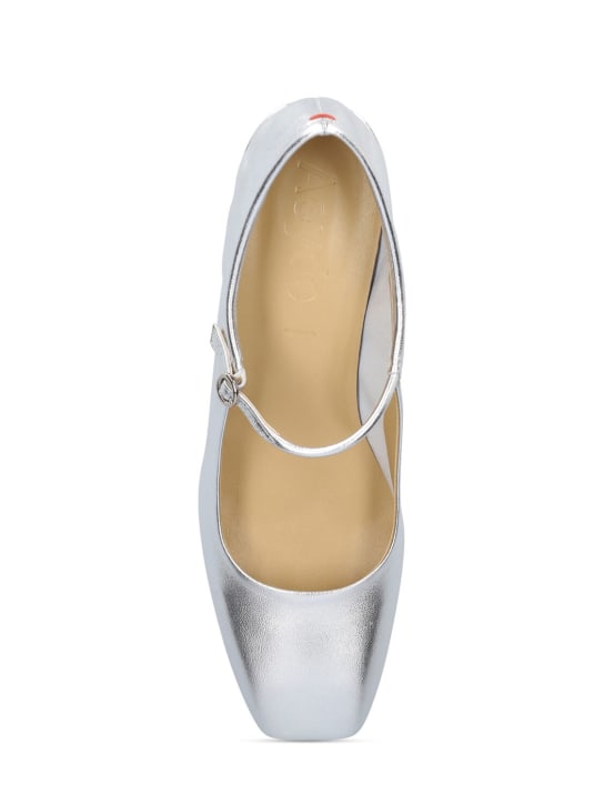 Aeyde: 45mm Aline laminated leather pumps - Silver - women_1 | Luisa Via Roma