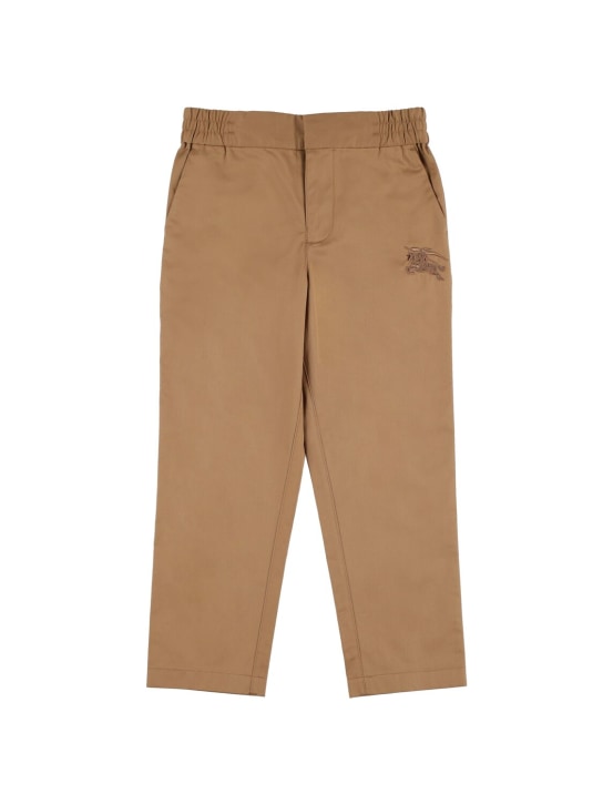 Burberry: Pantalones de gabardina de algodón - Beige - kids-boys_0 | Luisa Via Roma