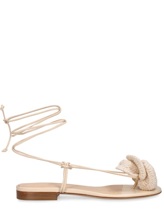 Magda Butrym: 10mm Flower leather flat sandals - women_0 | Luisa Via Roma