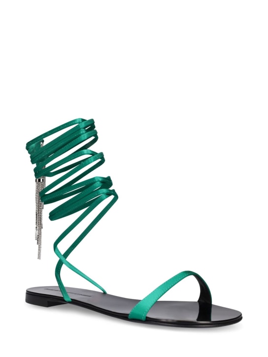 Alexandre Vauthier: 10mm Satin flat sandals - Green - women_1 | Luisa Via Roma