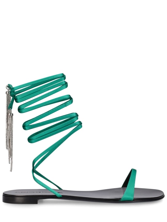 Alexandre Vauthier: 10mm Satin flat sandals - Green - women_0 | Luisa Via Roma